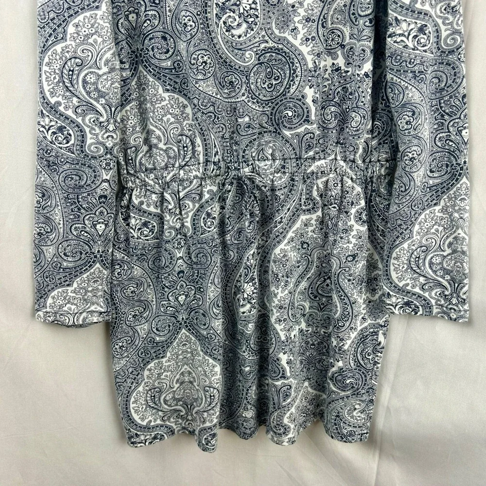 Ralph Lauren Dress Girls Size Medium Paisley Floral Long Sleeves Navy Blue White